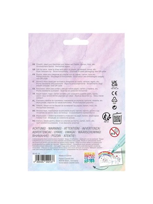FABER-CASTELL Filctoll készlet, FABER-CASTELL "Unikornis" 10 különböző szín + 3 csillámos