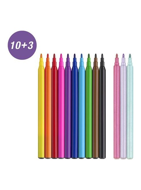 FABER-CASTELL Filctoll készlet, FABER-CASTELL "Unikornis" 10 különböző szín + 3 csillámos