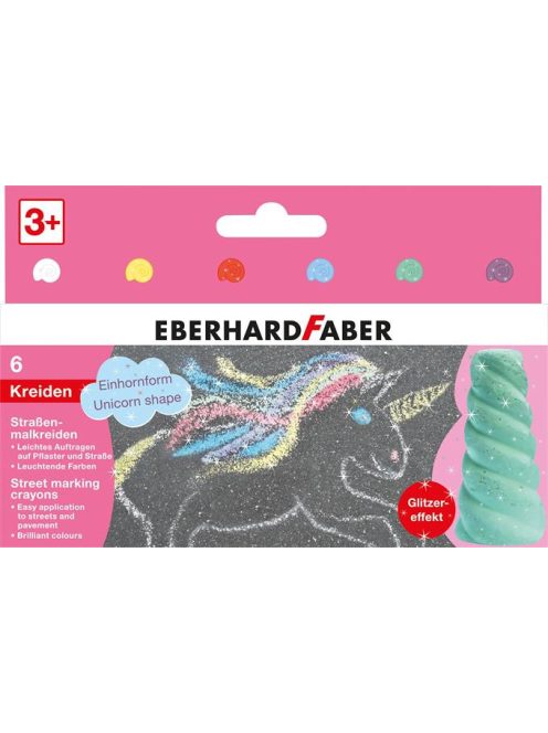 EBERHARD FABER Aszfaltkréta készlet, EBERHARD-FABER "Unikornis", 6 csillámos szín