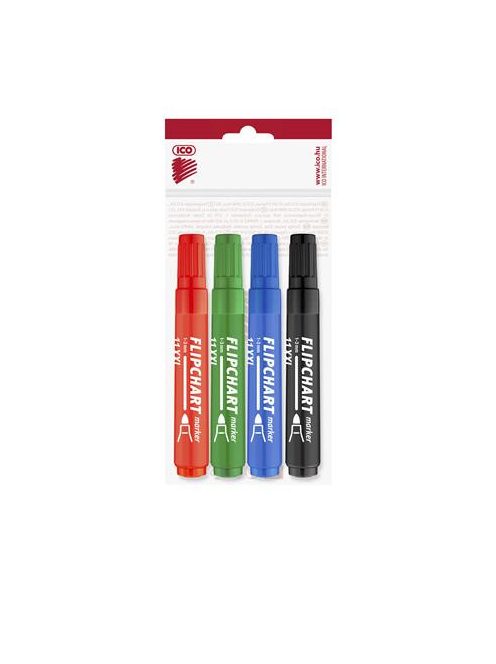 ICO Flipchart marker készlet, 1-3 mm, kúpos, ICO "Artip 11 XXL", 4 különböző szín