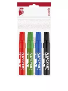   ICO Flipchart marker készlet, 1-4 mm, vágott, ICO "Artip 12", 4 különböző szín