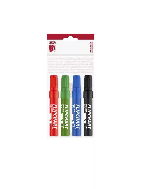 ICO Flipchart marker készlet, 1-4 mm, vágott, ICO "Artip 12", 4 különböző szín