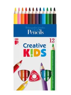   ICO Színes ceruza készlet, háromszögletű, vastag, ICO "Creative kids", 12 különböző szín