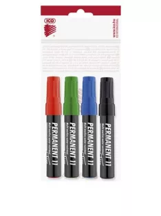   ICO Alkoholos marker készlet, 1-3 mm, kúpos, ICO "Permanent 11", 4 különböző szín
