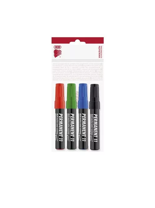ICO Alkoholos marker készlet, 1-3 mm, kúpos, ICO "Permanent 11", 4 különböző szín