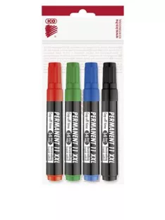   ICO Alkoholos marker készlet, 1-3 mm, kúpos, ICO "Permanent 11 XXL", 4 különböző szín