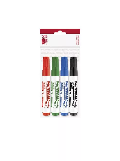ICO Tábla- és flipchart marker készlet, 1-3 mm, kúpos, ICO "Plan 11 XXL", 4 különböző szín