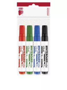   ICO Tábla- és flipchart marker készlet, 1-4 mm, vágott, ICO "Plan 12 XXL", 4 különböző szín