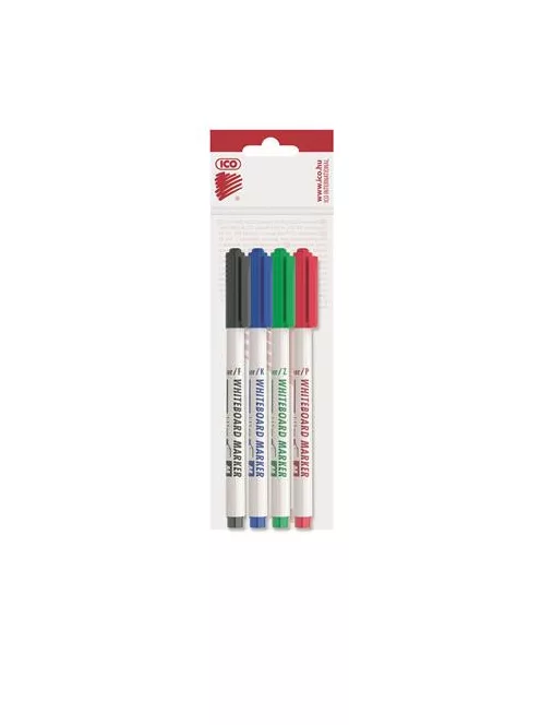 ICO Tábla- és flipchart marker készlet, 1-1,5 mm, kúpos, ICO "Slim M", 4 különböző szín