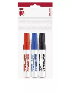   ICO Tábla- és flipchart marker készlet, 1-3 mm, kúpos, ICO "Plan", 3 különböző szín