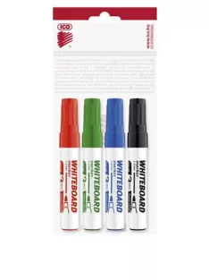   ICO Tábla- és flipchart marker készlet, 1-3 mm, kúpos, ICO "Plan", 4 különböző szín