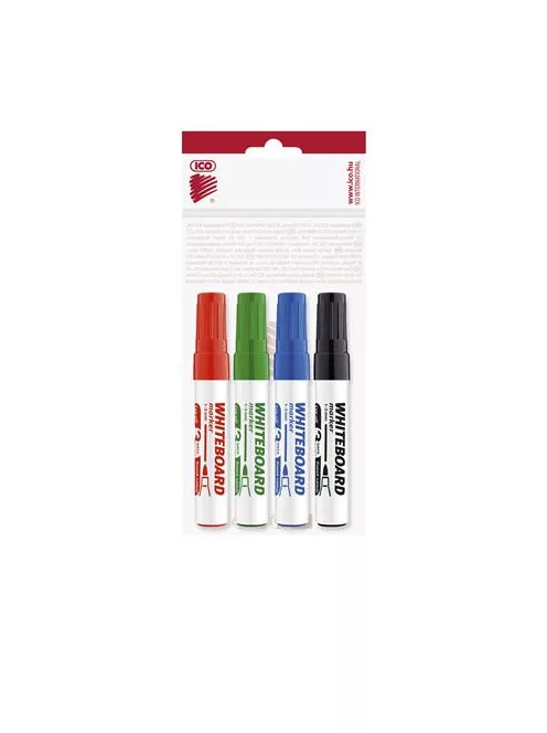 ICO Tábla- és flipchart marker készlet, 1-3 mm, kúpos, ICO "Plan", 4 különböző szín