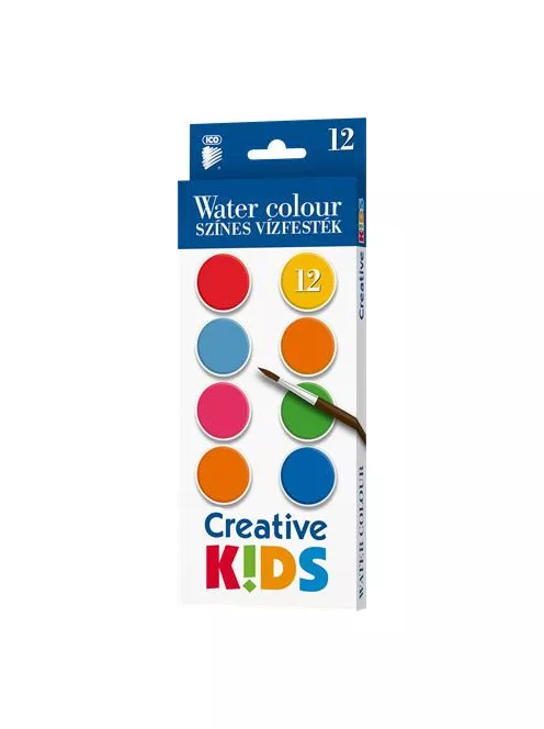 ICO Vízfesték, 12 darabos, 28 mm, ICO "Creative Kids"