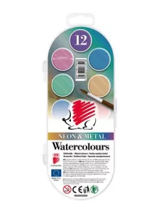   ICO Vízfesték, 12 darabos, 30 mm, ICO "Süni", neon és metál színek