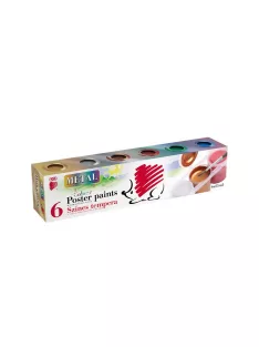   ICO Tempera készlet, tégelyes, ICO "Süni", 6 különböző metal szín