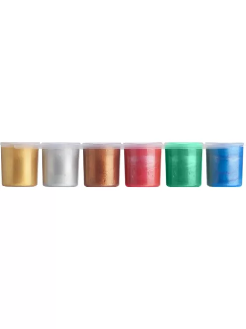 ICO Tempera készlet, tégelyes, ICO "Süni", 6 különböző metal szín