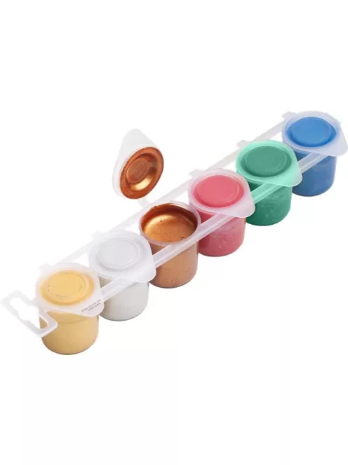 ICO Tempera készlet, tégelyes, ICO "Süni", 6 különböző metal szín