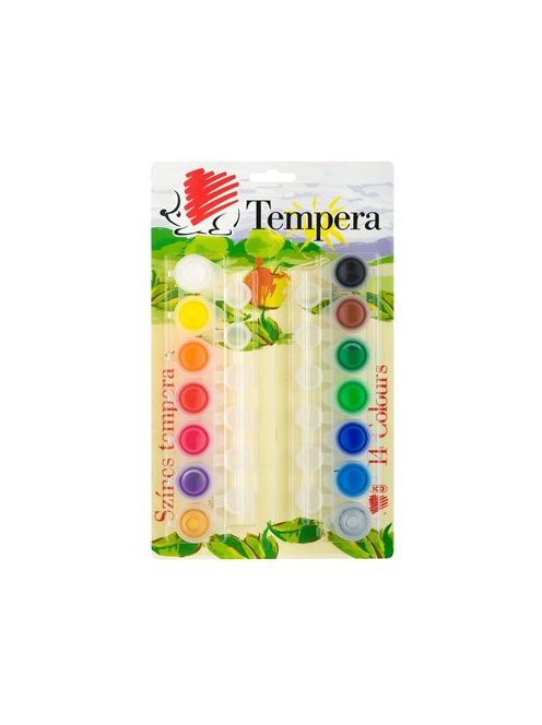 ICO Tempera készlet, tégelyes, ICO "Süni", 14 különböző szín