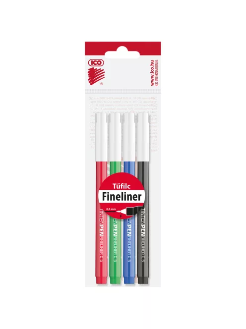 Rostirón, tűfilc vízbázisú, 0,5mm, kerek test, Tinten Pen Ico, 4 klf.szín
