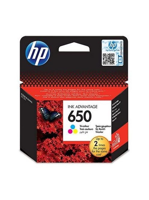 HP CZ102E Tintapatron Deskjet Ink Advantage 2510 sor nyomtatókhoz, HP 650, színes, 200 oldal