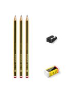 STAEDTLER Grafitceruza, HB, hatszögletű, hegyezővel és radírral, STAEDTLER "Noris"