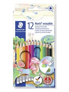   STAEDTLER Színes ceruza készlet radírral, hatszögletű, STAEDTLER "Noris Club", 12 különböző szín