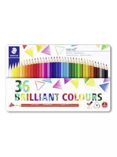   STAEDTLER Színes ceruza készlet, háromszögletű, fémdobozos, STAEDTLER "Ergo Soft 157", 36 különböző szín