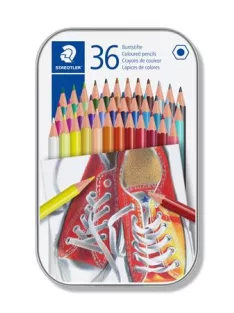   STAEDTLER Színes ceruza készlet, hatszögletű, fém dobozban, STAEDTLER "175", 36 különböző szín
