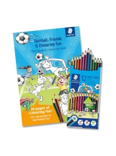   STAEDTLER Színes ceruza készlet, hatszögletű, színezőfüzettel, STAEDTLER "Noris® Colour 185", 12 szín