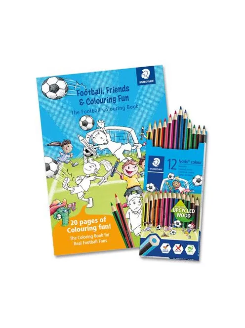 STAEDTLER Színes ceruza készlet, hatszögletű, színezőfüzettel, STAEDTLER "Noris® Colour 185", 12 szín
