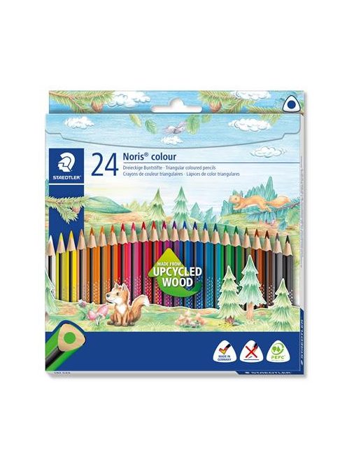 STAEDTLER Színes ceruza készlet, háromszögletű, STAEDTLER "Noris Colour 187", 24 különböző szín