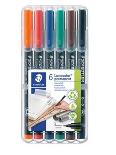   STAEDTLER Alkoholos marker készlet, OHP, 0,4 mm, STAEDTLER "Lumocolor® 313 S", 6 különböző szín