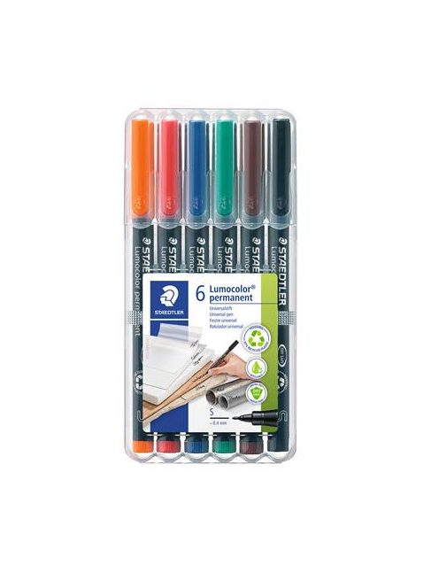 STAEDTLER Alkoholos marker készlet, OHP, 0,4 mm, STAEDTLER "Lumocolor® 313 S", 6 különböző szín