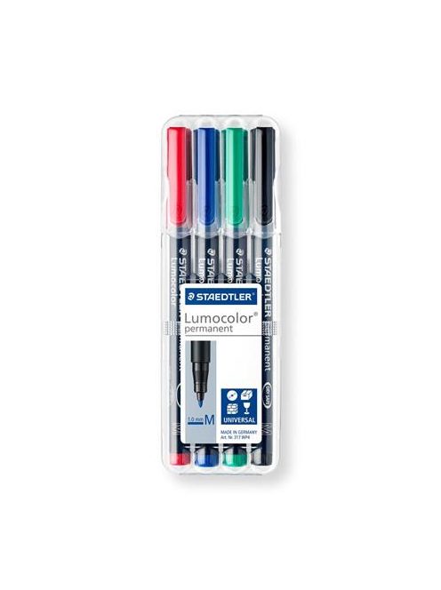 STAEDTLER Alkoholos marker készlet, OHP, 1 mm, STAEDTLER "Lumocolor® 317 M", 4 különböző szín