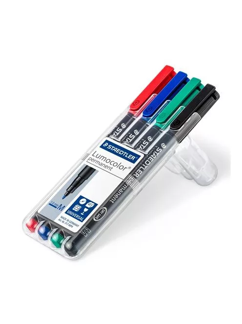 STAEDTLER Alkoholos marker készlet, OHP, 1 mm, STAEDTLER "Lumocolor® 317 M", 4 különböző szín