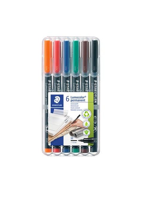 STAEDTLER Alkoholos marker készlet, OHP, 1 mm, STAEDTLER "Lumocolor® 317 M", 6 különböző szín