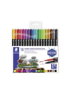   STAEDTLER Alkoholos marker készlet, 0,5/3,0 mm, kétvégű, STAEDTLER "3187", 18 különböző szín