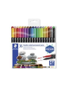   STAEDTLER Alkoholos marker készlet, 0,5/3,0 mm, kétvégű, STAEDTLER "3187", 36 különböző szín