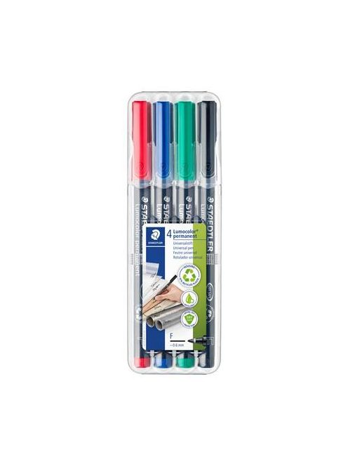 STAEDTLER Alkoholos marker készlet, OHP, 0,6 mm, STAEDTLER "Lumocolor® 318 F", 4 különböző szín