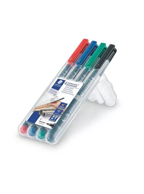 STAEDTLER Alkoholos marker készlet, OHP, 0,6 mm, STAEDTLER "Lumocolor® 318 F", 4 különböző szín