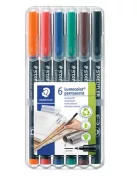 STAEDTLER Alkoholos marker készlet, OHP, 0,6 mm, STAEDTLER "Lumocolor® 318 F", 6 különböző szín