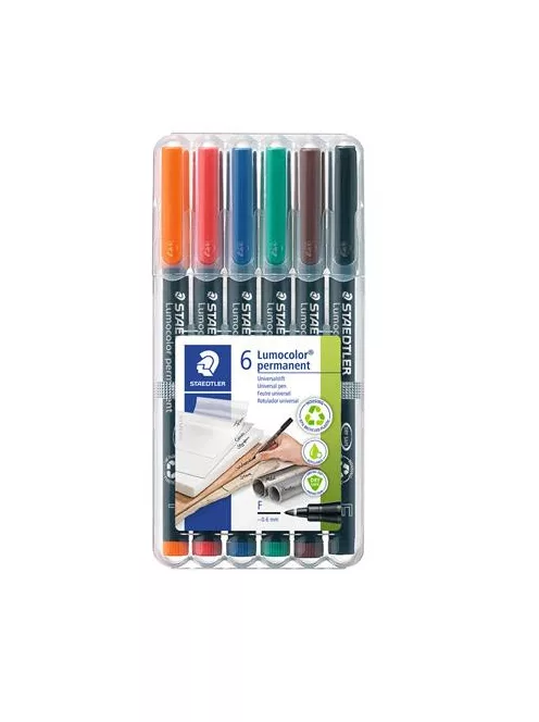 STAEDTLER Alkoholos marker készlet, OHP, 0,6 mm, STAEDTLER "Lumocolor® 318 F", 6 különböző szín