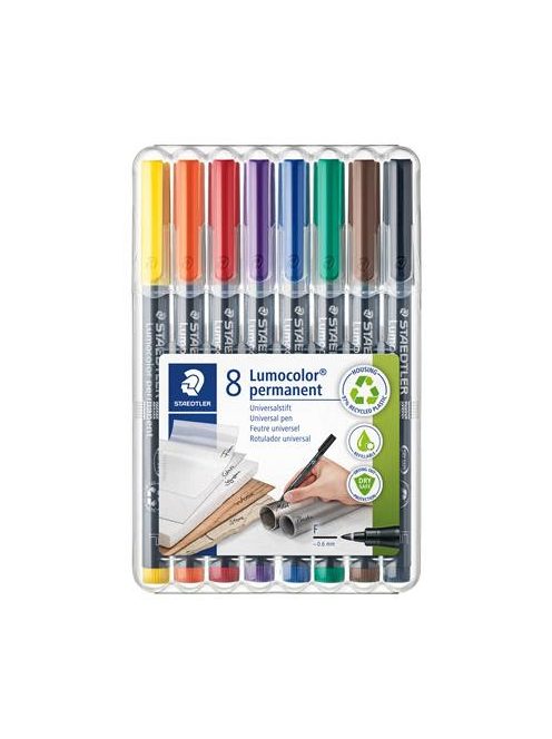 STAEDTLER Alkoholos marker készlet, OHP, 0,6 mm, STAEDTLER "Lumocolor® 318 F", 8 különböző szín