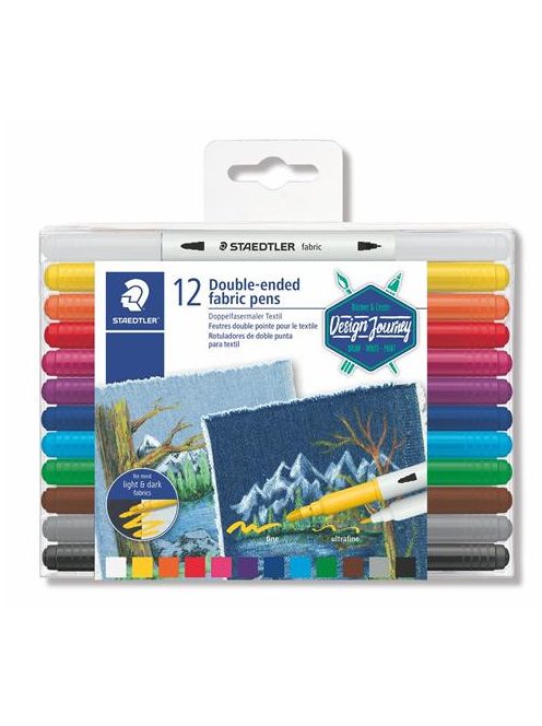 STAEDTLER Textilfilc, kétvégű, STAEDTLER® "3190", 12 különböző szín