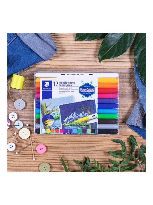 STAEDTLER Textilfilc, kétvégű, STAEDTLER® "3190", 12 különböző szín