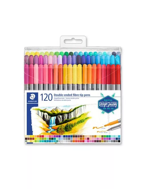 STAEDTLER Filctoll készlet, 0,8/3,0 mm, kétvégű, STAEDTLER® "3200", 120 különböző szín
