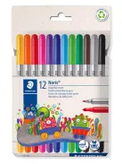 STAEDTLER Filctoll készlet, 1-3 mm, kétvégű, kimosható, STAEDTLER "Noris® 320, 12 különböző szín
