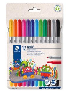   STAEDTLER Filctoll készlet, 1-3 mm, kétvégű, kimosható, STAEDTLER "Noris® 320, 12 különböző szín