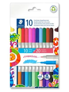   STAEDTLER Filctoll készlet, 1/3 mm, kétvégű, STAEDTLER® "3280", 20 különböző szín
