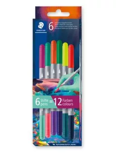   STAEDTLER Filctoll készlet, 1/3 mm, kétvégű, kimosható, STAEDTLER® "3280", Multiverzum 1, 6 különböző szín